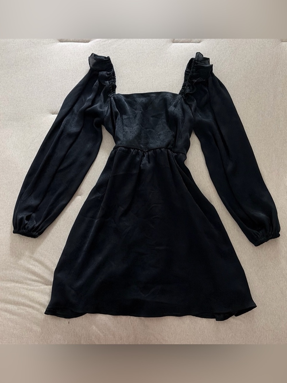 Altar'd State Black Long Sleeve Square Neck Mini Dress